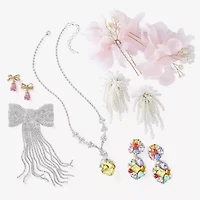 Bijoux Bar Gold Tone Womens Pink Cubic Zirconia Bow Drop Earrings