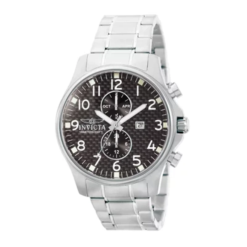 Invicta® Mens Specialty Stainless Steel Black Dial Bracelet Watch 0379