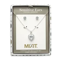 Mixit Womens Cubic Zirconia Heart Hypoallergenic 2-pc. Jewelry Set