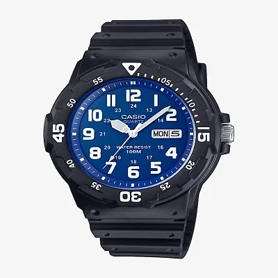 Casio® Mens Black & Blue Resin Digital Strap Sport Watch MWR200H-2B2V