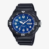 Casio® Mens Black & Blue Resin Digital Strap Sport Watch MWR200H-2B2V