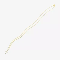Silver Treasures Womens Cubic Zirconia 14K Gold Over Silver Cross 18 Inch Pendant Necklace