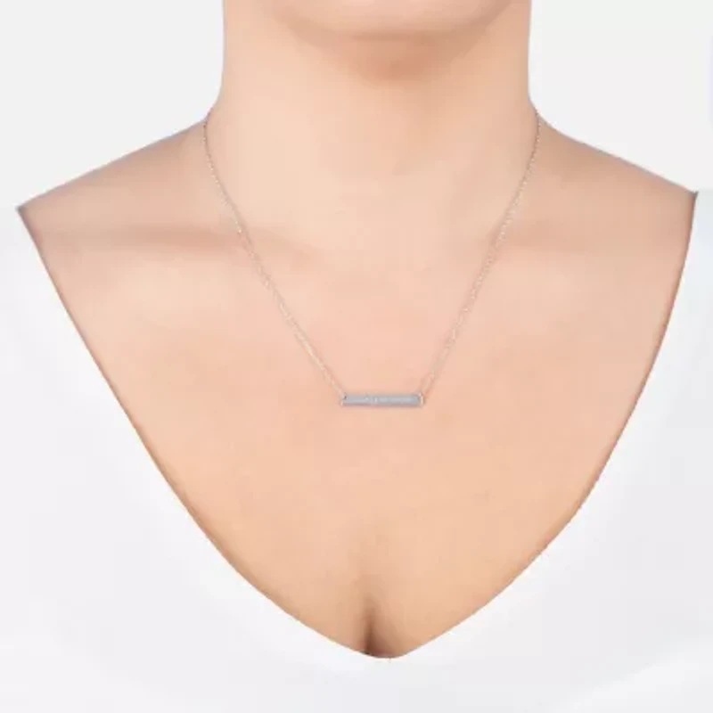 Silver Treasures Womens Sterling Silver Bar 16 Inch Pendant Necklace