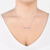 Silver Treasures Womens Sterling Silver Bar 16 Inch Pendant Necklace