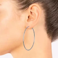 Silver Reflections Womens Hoop Earrings