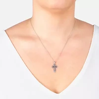 Silver Treasures Womens Cross 18 Inch Pendant Necklace