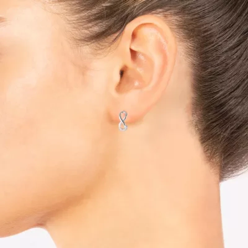 Silver Treasures Sterling Silver Infinity Leverback Hoop Earrings