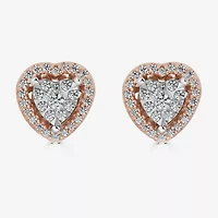 1/4 CT. T.W. Natural White Diamond 10K Rose Gold 8.1mm Heart Stud Earrings