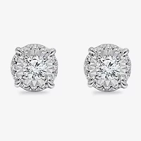 1 CT. T.W. Natural White Diamond 10K White Gold 6.8mm Round Stud Earrings