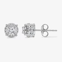 1 CT. T.W. Natural White Diamond 10K White Gold 6.8mm Round Stud Earrings