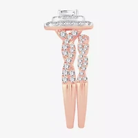 Signature By Modern Bride 1 CT.T.W. Natural Diamond Side Stone Halo Bridal Set 10K or 14K Gold