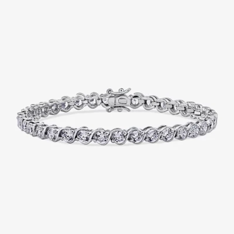 DiamonArt® White Cubic Zirconia Sterling Silver 8 Inch Tennis Bracelet