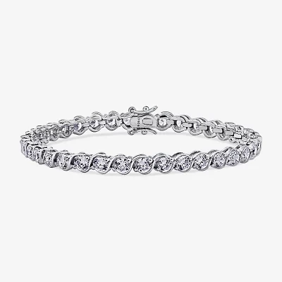 DiamonArt® White Cubic Zirconia Sterling Silver 8 Inch Tennis Bracelet