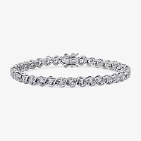 DiamonArt® White Cubic Zirconia Sterling Silver 8 Inch Tennis Bracelet