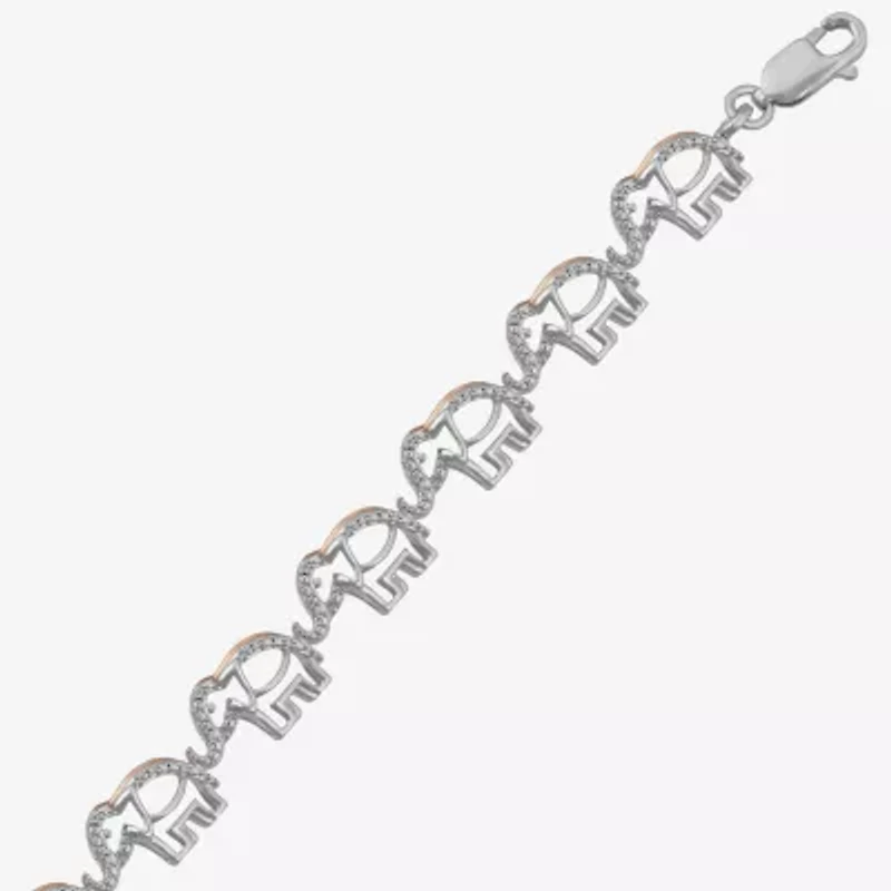 Elephant 1/10 Ct.T.W. Womens 1/10 CT. T.W. Natural Diamond 14K Rose Gold Over Silver 7.5 Inch Tennis Bracelet