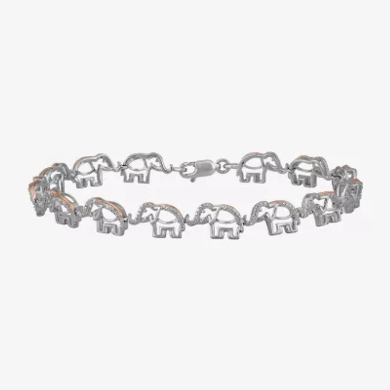 Elephant 1/10 Ct.T.W. Womens 1/10 CT. T.W. Natural Diamond 14K Rose Gold Over Silver 7.5 Inch Tennis Bracelet