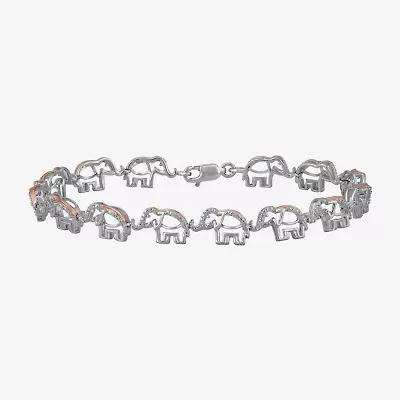 Elephant 1/10 Ct.T.W. Womens 1/10 CT. T.W. Natural Diamond 14K Rose Gold Over Silver 7.5 Inch Tennis Bracelet