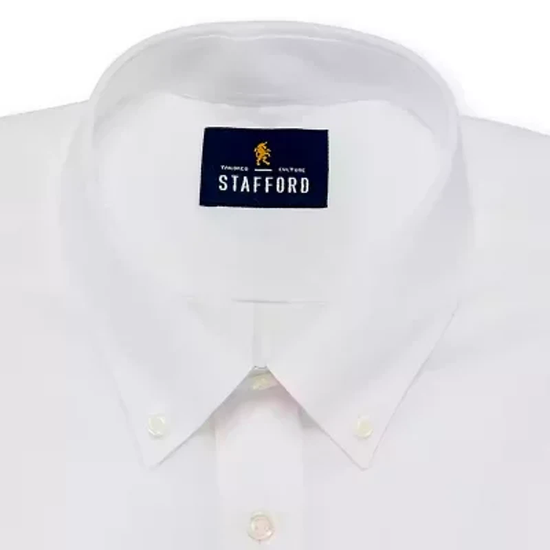 Stafford Executive Non-Iron Cotton Oxford Mens Button Down Collar Long Sleeve Stretch Dress Shirt