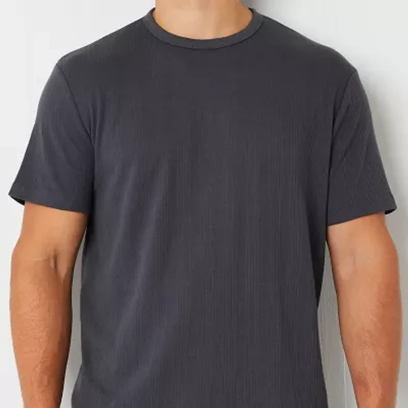 Shaquille O'Neal XLG Ribbed Dropneedle Mens Crew Neck Short Sleeve Big and Tall T-Shirt