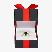 Gemstone 10K Gold 3-Stone Oval Cocktail Ring