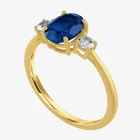 Gemstone 10K Gold 3-Stone Oval Cocktail Ring