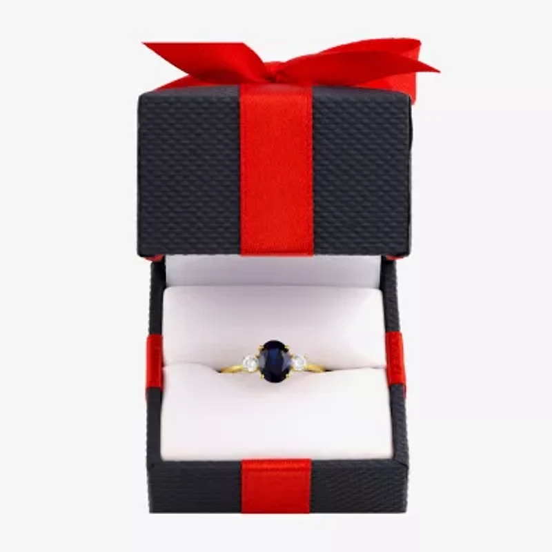Gemstone 10K Gold 3-Stone Oval Cocktail Ring