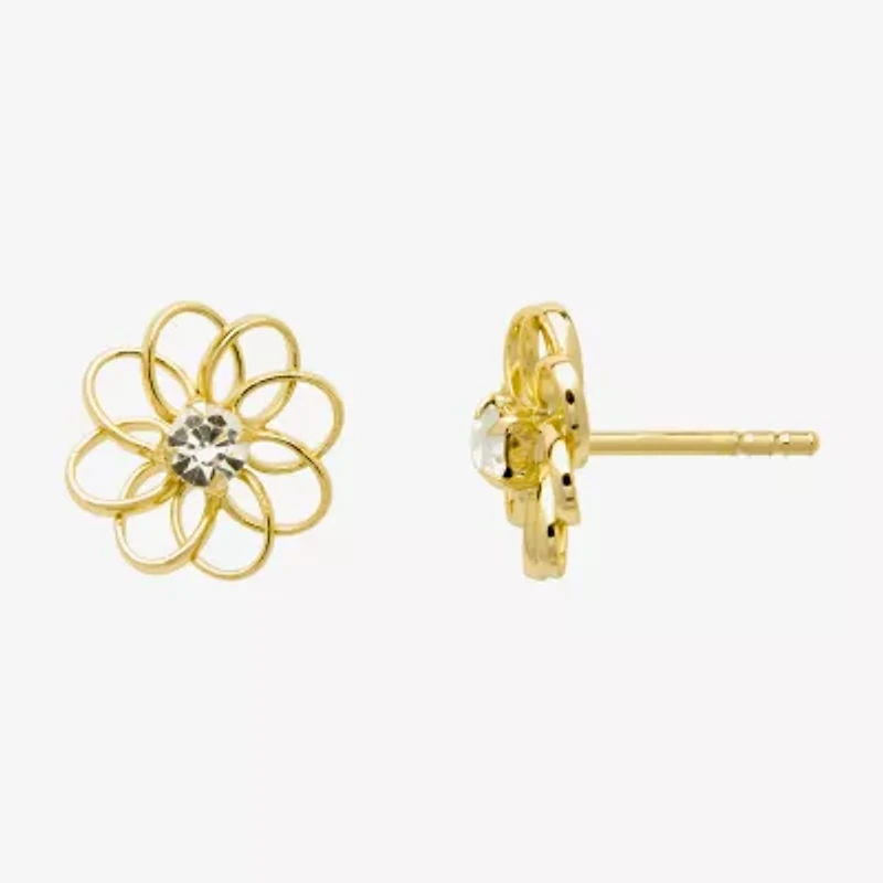 Itsy Bitsy Crystal Sterling Silver 11mm Flower Stud Earrings