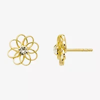 Itsy Bitsy Crystal Sterling Silver 11mm Flower Stud Earrings