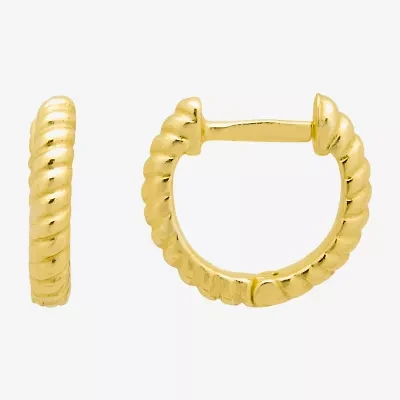 Silver Treasures Twisted Womens 14K Gold Over Silver 11.1mm Hoop Earrings