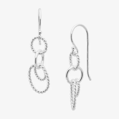 Silver Treasures Womens Sterling Silver Circle Drop Earrings