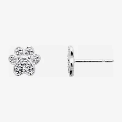 Silver Treasures Paw Sterling Silver 8.1mm Stud Earrings