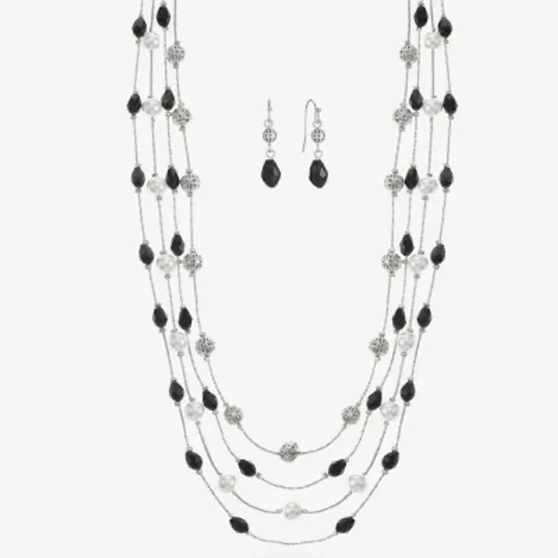 Mixit Silver Tone Womens Simulated Pearl Round 2-pc. Jewelry Set