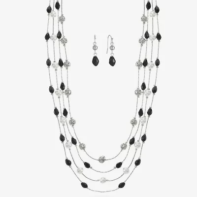 Mixit Silver Tone Womens Simulated Pearl Round 2-pc. Jewelry Set