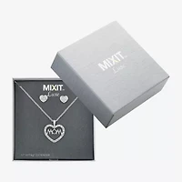Mixit Silver Tone Mom Pendant Necklace & Stud Earrings Womens Heart Hypoallergenic 2-pc. Jewelry Set