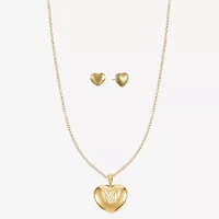 Mixit Gold Tone Pendant Necklace & Stud Earrings Womens Heart Hypoallergenic 2-pc. Jewelry Set