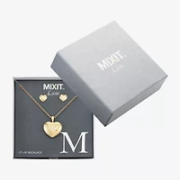 Mixit Gold Tone Pendant Necklace & Stud Earrings Womens Heart Hypoallergenic 2-pc. Jewelry Set