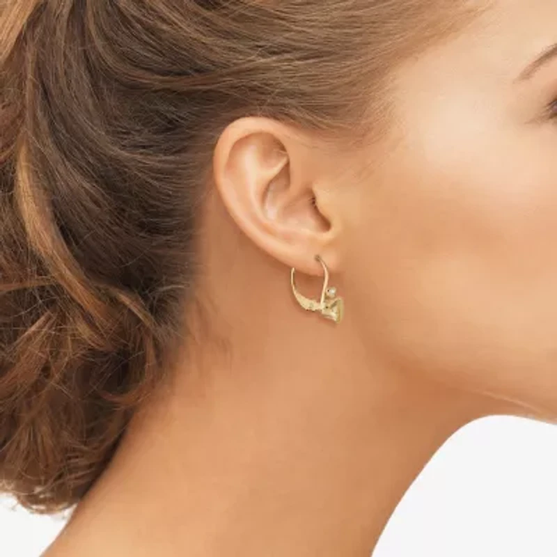 Womens Genuine Yellow Citrine 10K Gold Drop Earrings