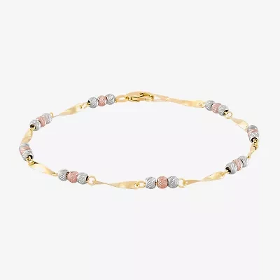 Womens 14K Tri-Color Gold 7.5 Inch Link Bracelet