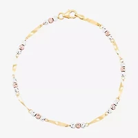 Womens 14K Tri-Color Gold 7.5 Inch Link Bracelet