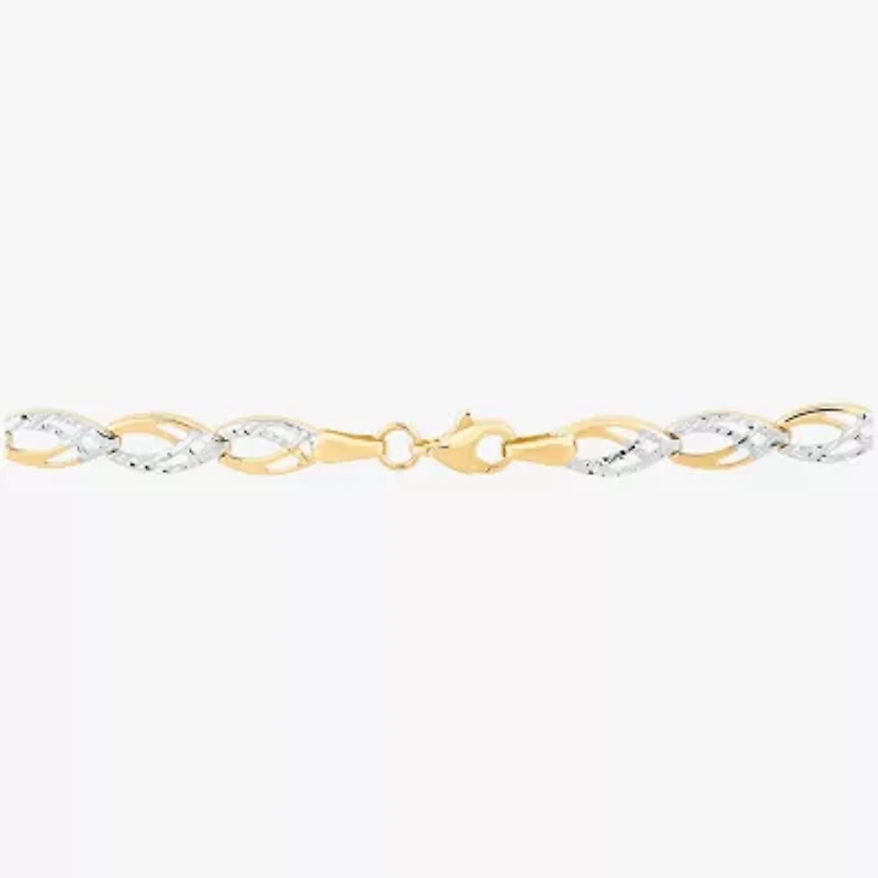 Womens 10K Gold 7.25 Inch Link Bracelet