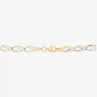 Womens 10K Gold 7.25 Inch Link Bracelet