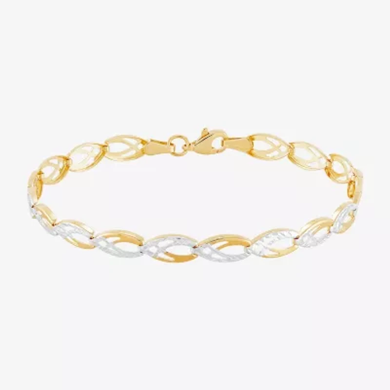 Womens 10K Gold 7.25 Inch Link Bracelet
