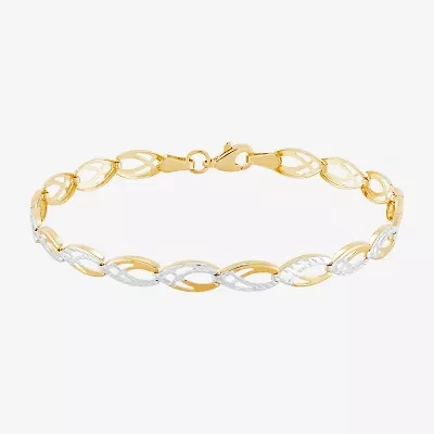 Womens 10K Gold 7.25 Inch Link Bracelet