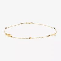 Miraculous Medal Womens 14K Tri-Color Gold Cross 7.25 Inch Link Bracelet