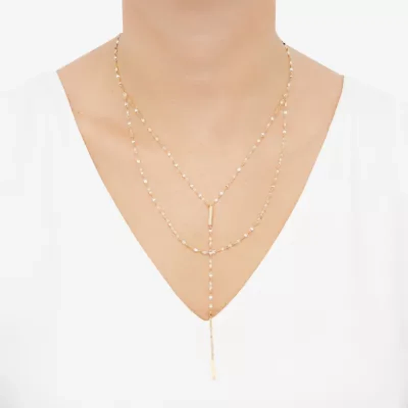Womens 14K Gold 18 Inch Beaded Necklace