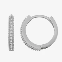 Girls Cubic Zirconia Sterling Silver 13.9mm Hoop Earrings