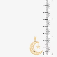 Womens 10K Gold Moon Pendant
