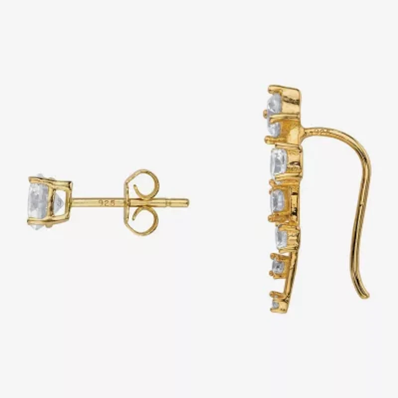 DiamonArt® 2 1/5 CT. T.W. White Cubic Zirconia 14K Gold Over Silver Ear Pins