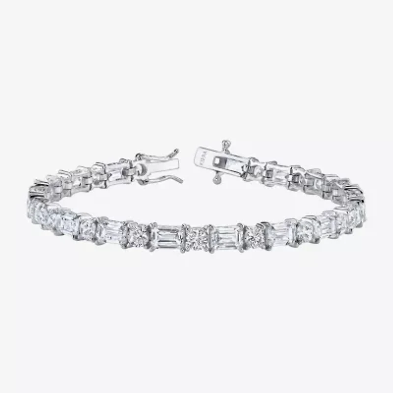 Diamonart Womens Cubic Zirconia Sterling Silver 7.25 Inch Tennis Bracelet