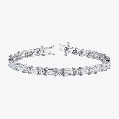 Diamonart Womens Cubic Zirconia Sterling Silver 7.25 Inch Tennis Bracelet